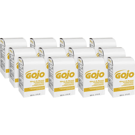 Gojo® Gold & Klean Antimicrobial Lotion Soap - Fresh Scent - 27.05 fl oz - Dirt Remover, Bacteria Remover, Kill Germs - Antibacterial - Leak Proof, Non-clog, Bio-based - 12 / Carton