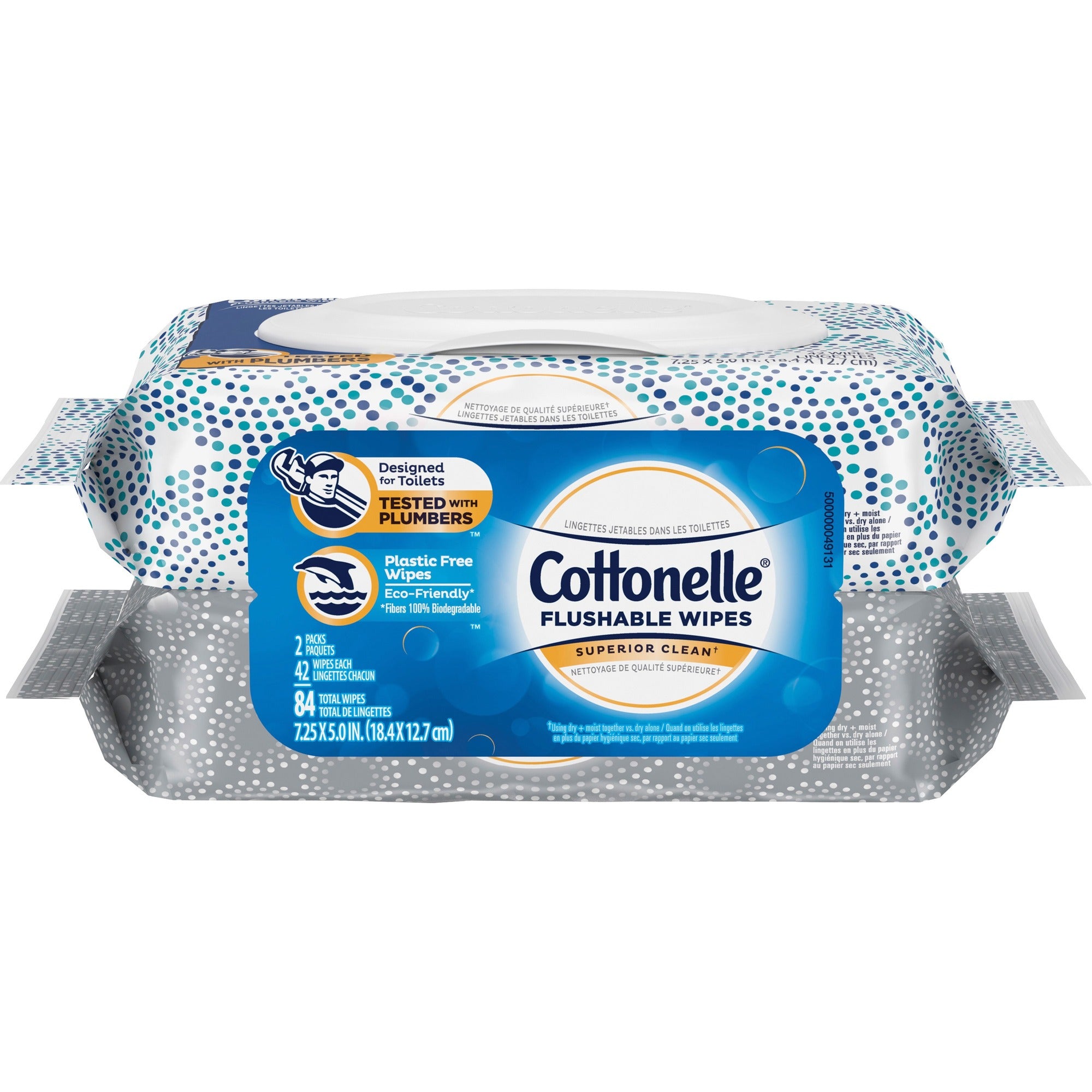 Cottonelle Flushable Wet Wipes - 7.25" Width x 5" Length - Wavy CleanRipple Texture - White - 42/Pack - 8 / Carton