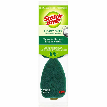 Scotch-Brite Heavy-Duty Dishwand Refills - 2.9" Height x 2.2" Width - 2/Pack - 7 / Carton - Green