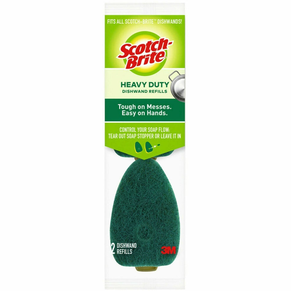 Scotch-Brite Heavy-Duty Dishwand Refills - 2.9" Height x 2.2" Width - 2/Pack - 7 / Carton - Green