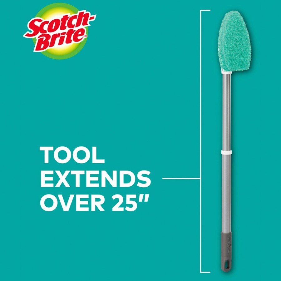 Scotch-Brite Bath Scrubber - 24" Handle Length - Plastic Handle - 4 / Carton