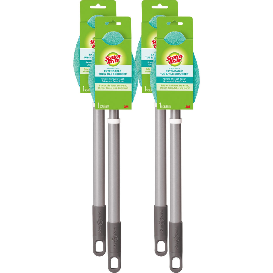 Scotch-Brite Bath Scrubber - 24" Handle Length - Plastic Handle - 4 / Carton