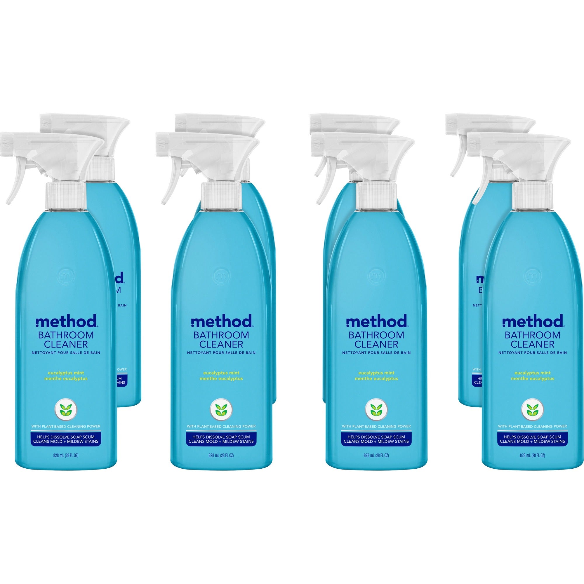 Method Daily Shower Spray Cleaner - 28 fl oz (0.9 quart) - Eucalyptus Mint Scent - Pleasant Scent, Non-toxic, Disinfectant - Blue - 8 / Carton