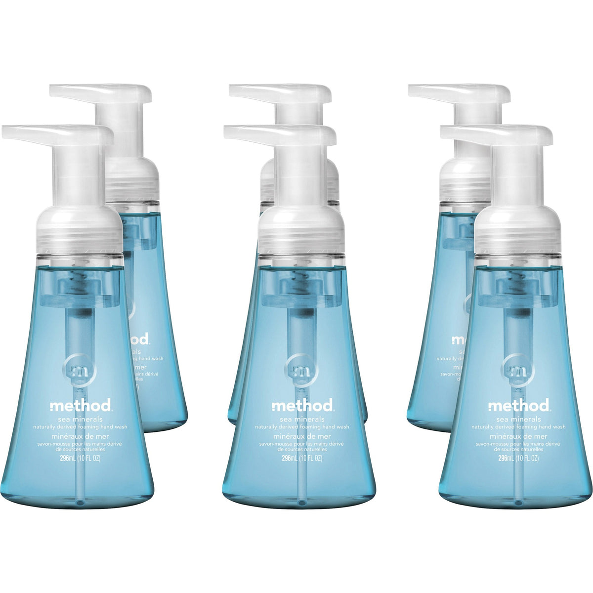 Method Foaming Hand Soap - Sea Mineral Scent - 10 fl oz - Pump Bottle Dispenser - Hand - Light Blue - Rich Lather, Non-toxic - 6 / Carton