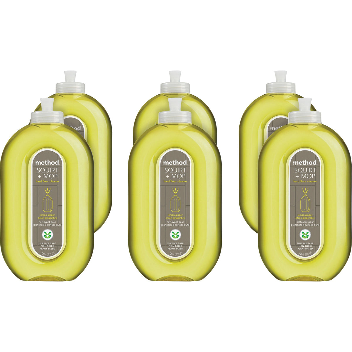 Method Squirt + Mop Hard Floor Cleaner - Ready-To-Use - 25 fl oz (0.8 quart) - Lemon Ginger Scent - Non-toxic, Deodorize, Triclosan-free, No-wax - Lemon - 6 / Carton