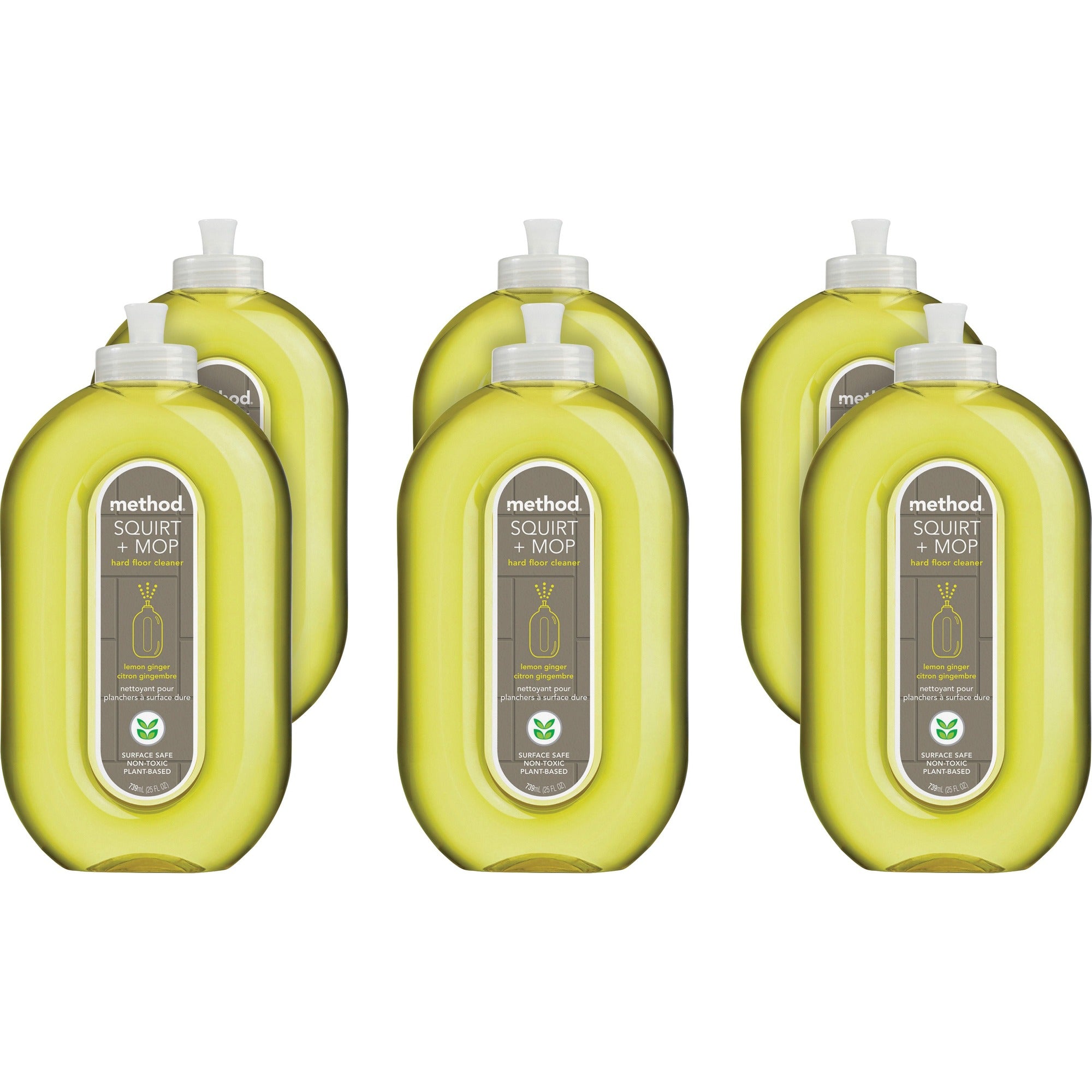 Method Squirt + Mop Hard Floor Cleaner - Ready-To-Use - 25 fl oz (0.8 quart) - Lemon Ginger Scent - Non-toxic, Deodorize, Triclosan-free, No-wax - Lemon - 6 / Carton