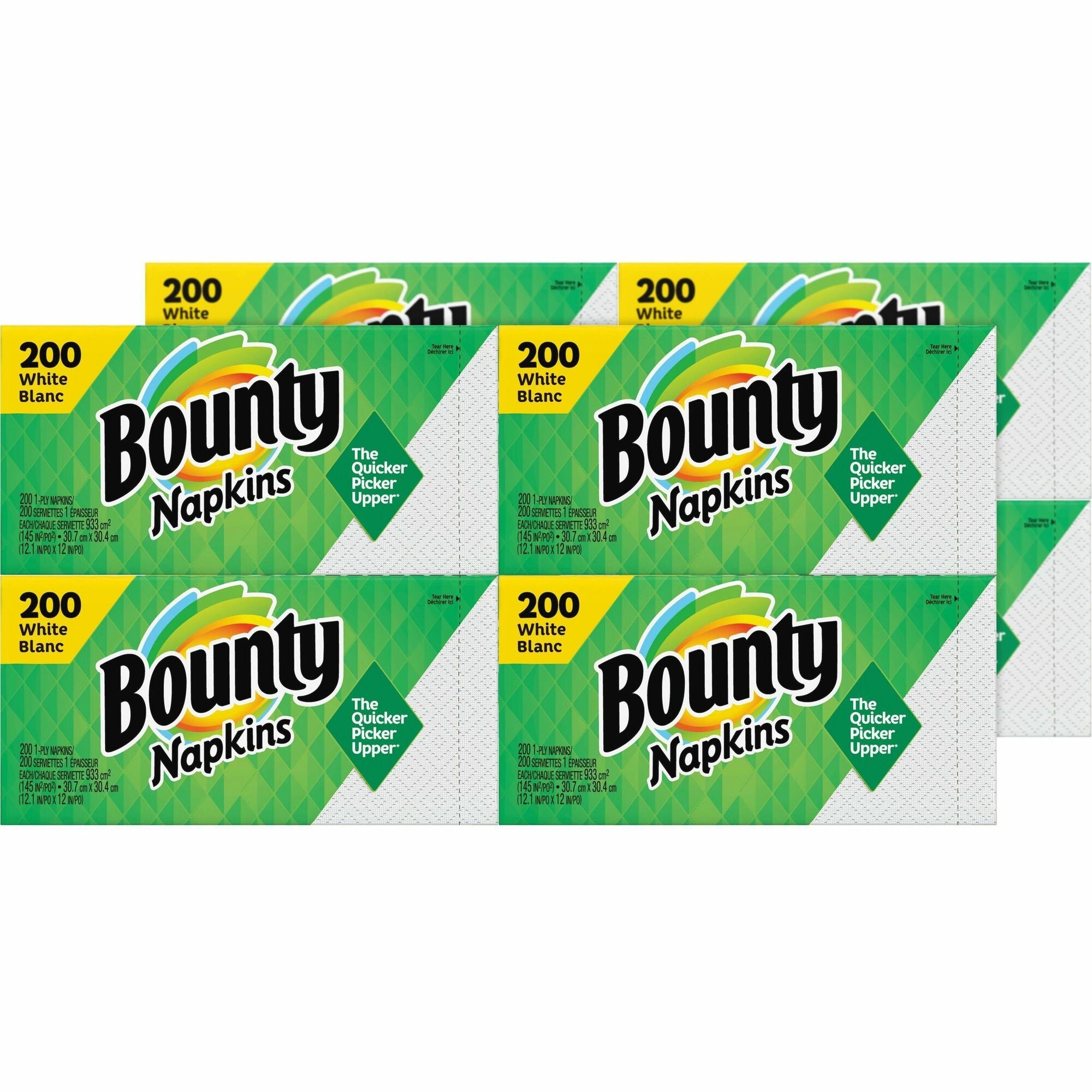 Bounty Quilted Napkins - 1 Ply - 12" Width x 12" Length - Quilted Surface - White - Paper - 200/Pack - 8 / Carton