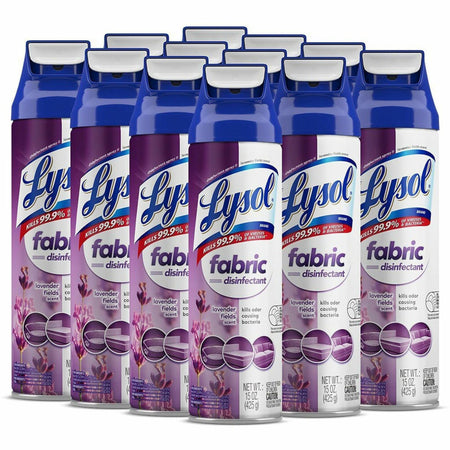 Lysol Fabric Disinfectant Spray - 15 fl oz (0.5 quart) - Lavender Fields Scent - Soft, Deodorize - Clear - 12 / Carton