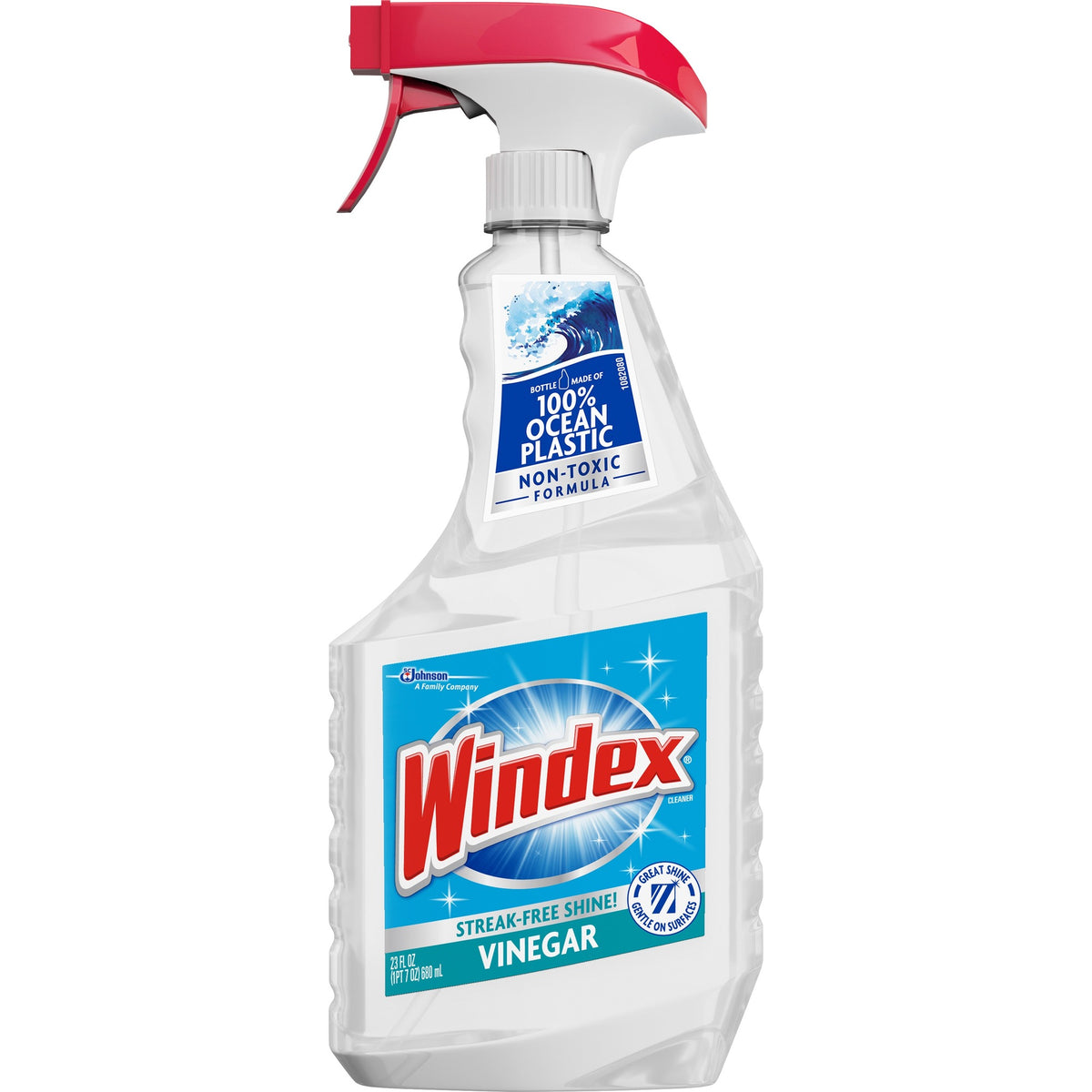 Windex® Vinegar MultiSurface Spray - 23 fl oz (0.7 quart) - Clean & Fresh Scent - Ammonia-free, Streak-free, Versatile - Clear - 8 / Carton