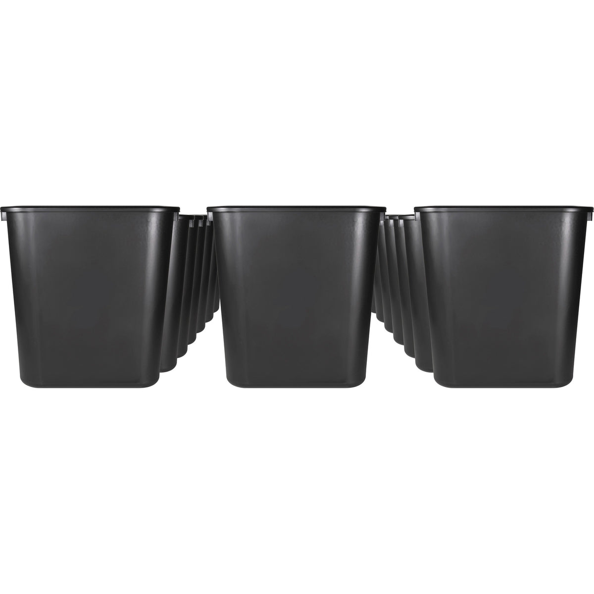 Sparco Rectangular Wastebasket - 7 gal Capacity - Rectangular - 15" Height x 14.5" Width x 10.5" Depth - Polyethylene - Black - 24 / Carton