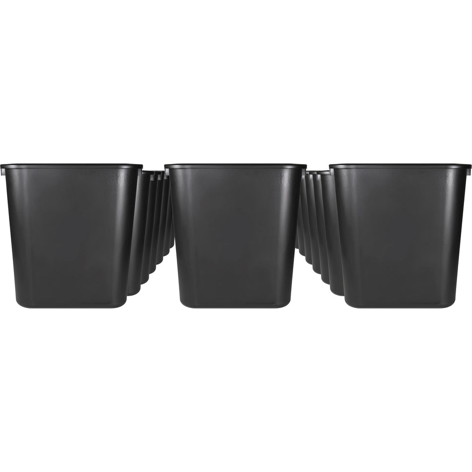 Sparco Rectangular Wastebasket - 7 gal Capacity - Rectangular - 15" Height x 14.5" Width x 10.5" Depth - Polyethylene - Black - 24 / Carton