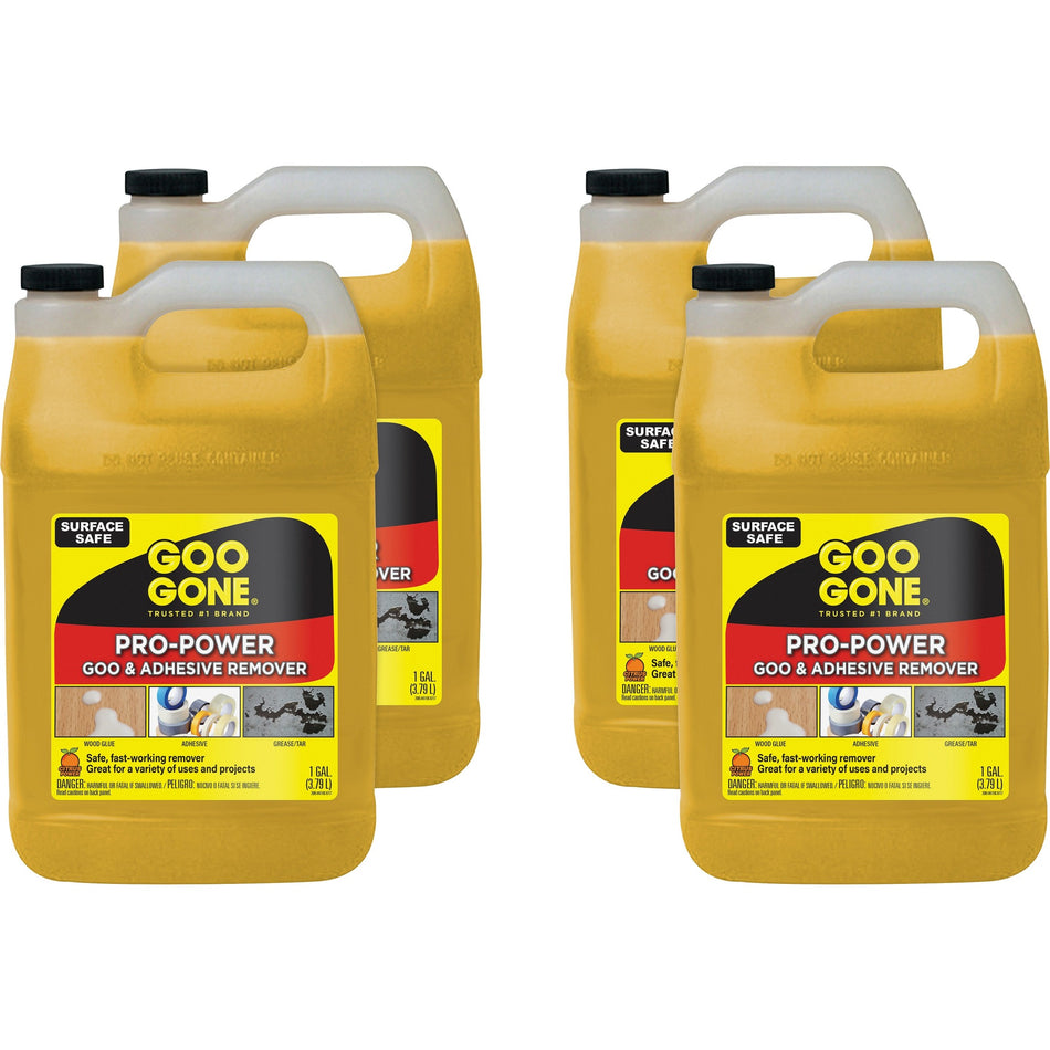 Goo Gone 1-Gallon Pro-Power Goo Remover - 128 fl oz (4 quart) - Citrus Scent - Fast Acting - Orange - 4 / Carton