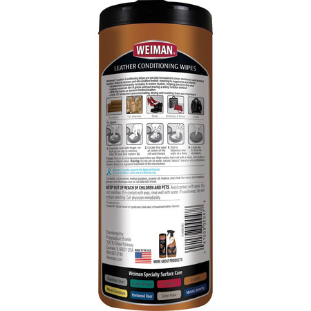Weiman Products Leather Wipes - Rear