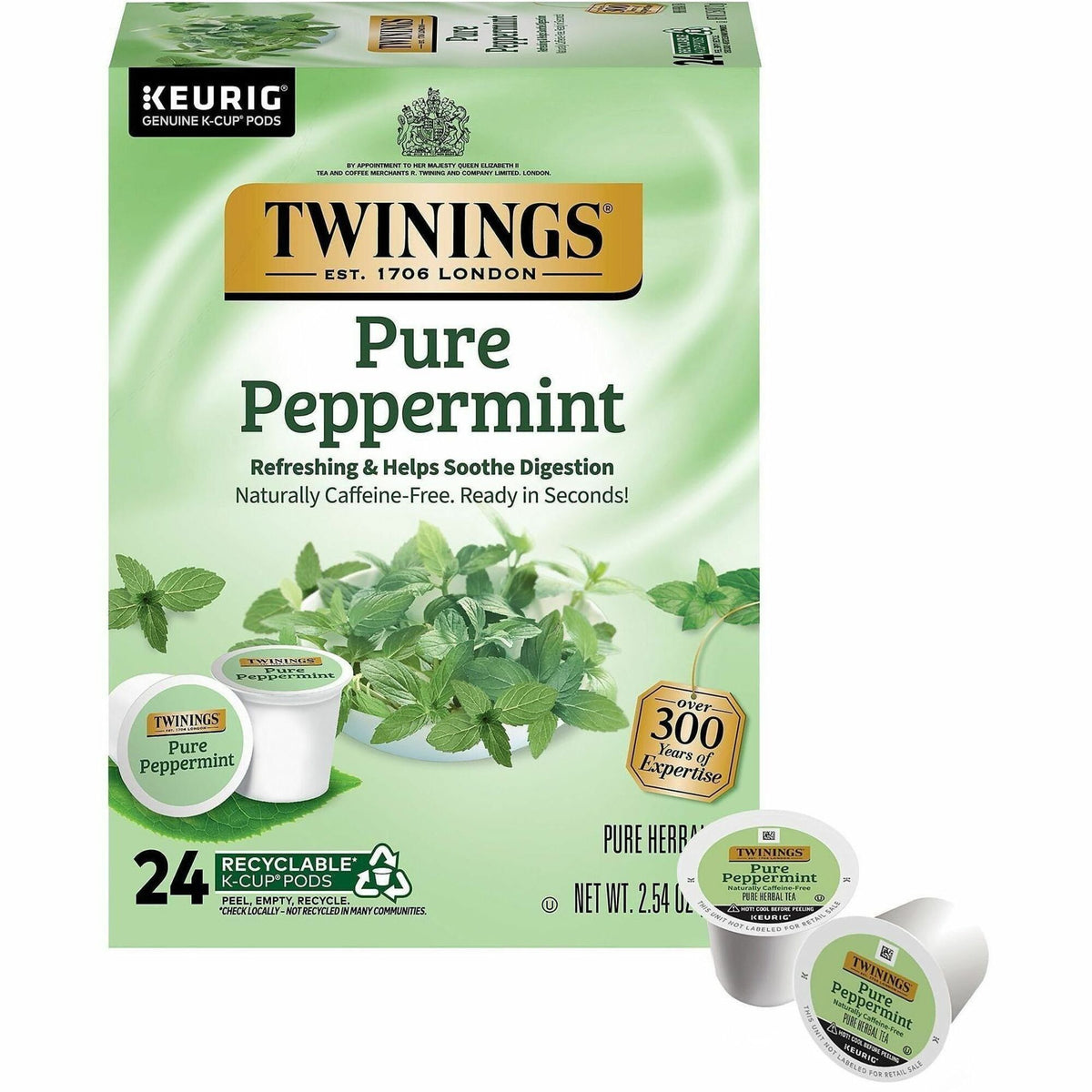 Twinings of London Pure Peppermint Herbal Tea K-Cup - Herbal Tea - 0.1 oz - 24 / Box