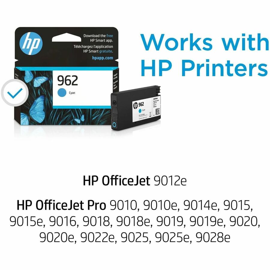HP 962 (3HZ96AN) Original Standard Yield Inkjet Ink Cartridge - Cyan - 1 Each - Alternate-Image1