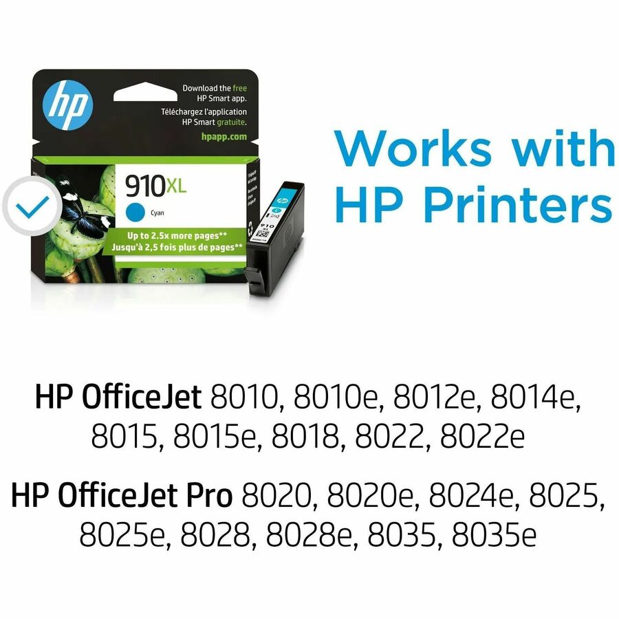HP 910XL (3YL62AN) Original High Yield Inkjet Ink Cartridge - Cyan - 1 Each - Alternate-Image1