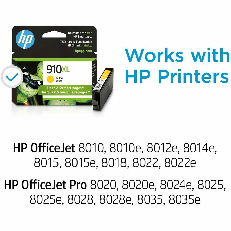 HP 910XL (3YL64AN) Original High Yield Inkjet Ink Cartridge - Yellow - 1 Each - Alternate-Image1