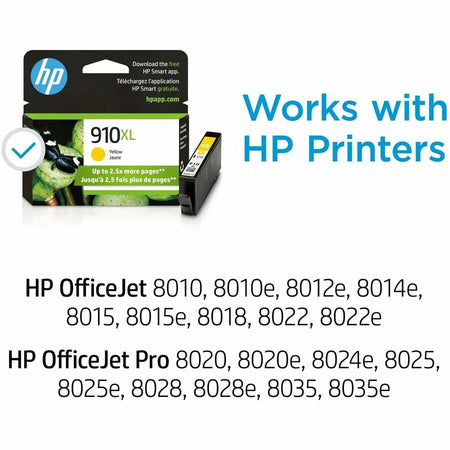HP 910XL (3YL64AN) Original High Yield Inkjet Ink Cartridge - Yellow - 1 Each - Alternate-Image1