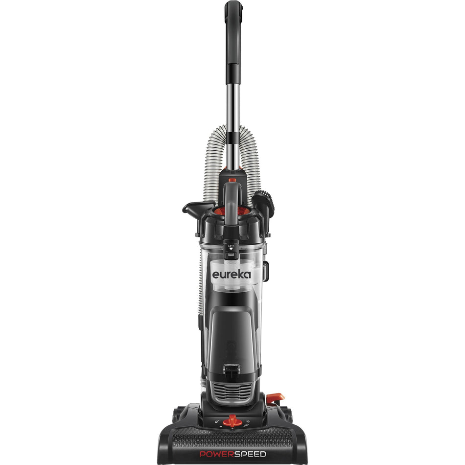 Eureka PowerSpeed Upright Vacuum Cleaner - Bagless - Wand, Crevice Tool, Upholstery Tool, Dusting Brush - 12.60" Cleaning Width - Carpet, Hardwood - 25 ft Cable Length - 7 ft Hose Length - Foam - Black, Silver