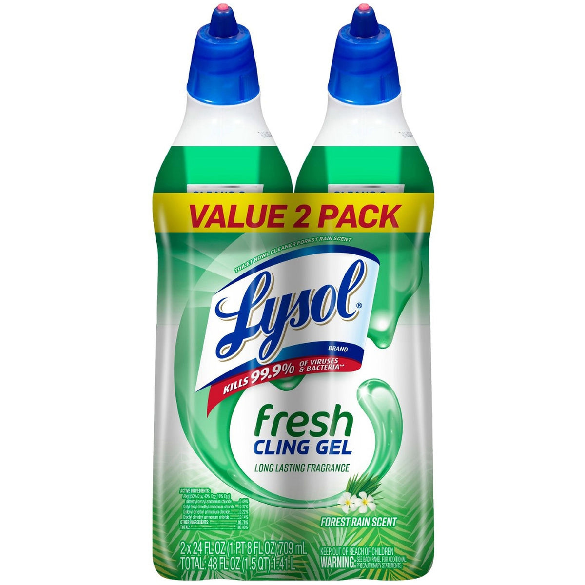 Lysol Clean/Fresh Toilet Cleaner - Ready-To-Use - 24 fl oz (0.8 quart) - Country Scent - Disinfectant, Antibacterial - Blue, White - 2 / Pack