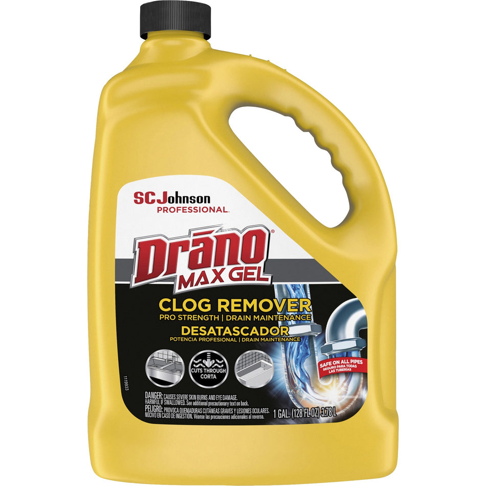 Drano Max Gel Clog Remover - Ready-To-Use - 128 oz (8 lb) - Corrosion Resistant - Clear - 1 Each