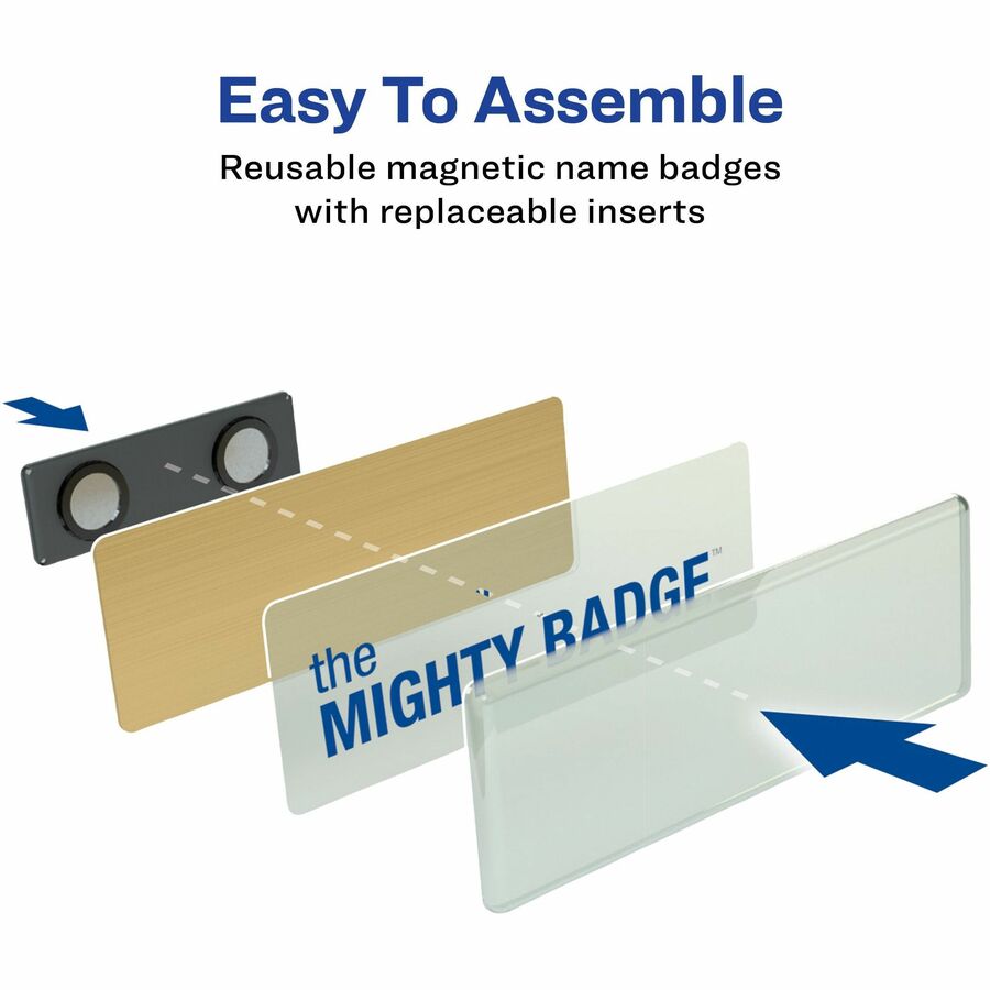 The Mighty Badge® by Avery® Mighty Badge Professional Reusable Name Badge System - Plastic - Gold - 10 / Pack