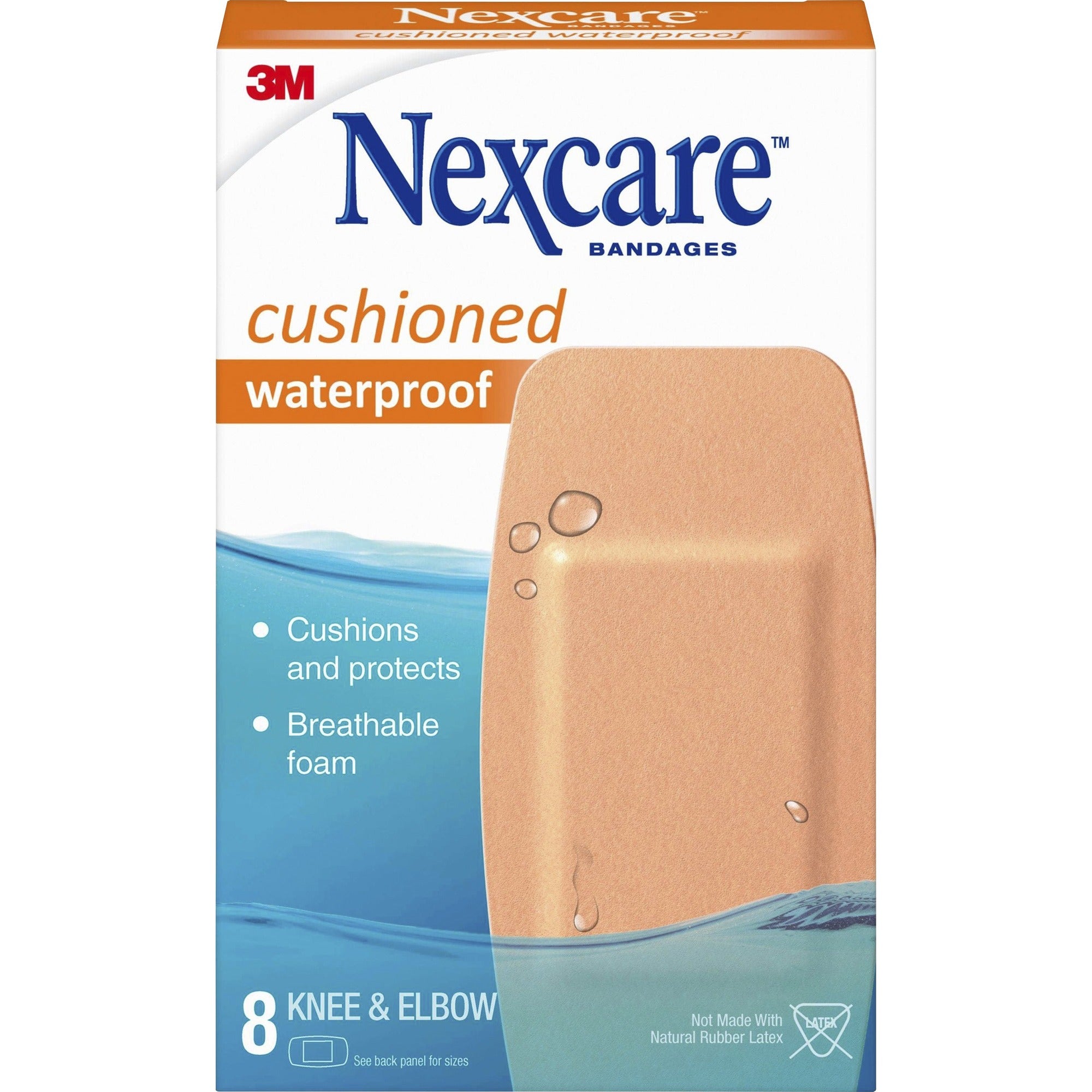 Nexcare Extra-Cushion Knee/Elbow Bandages - 1.88" Width x 4" Length - Beige - Foam - 8 / Box