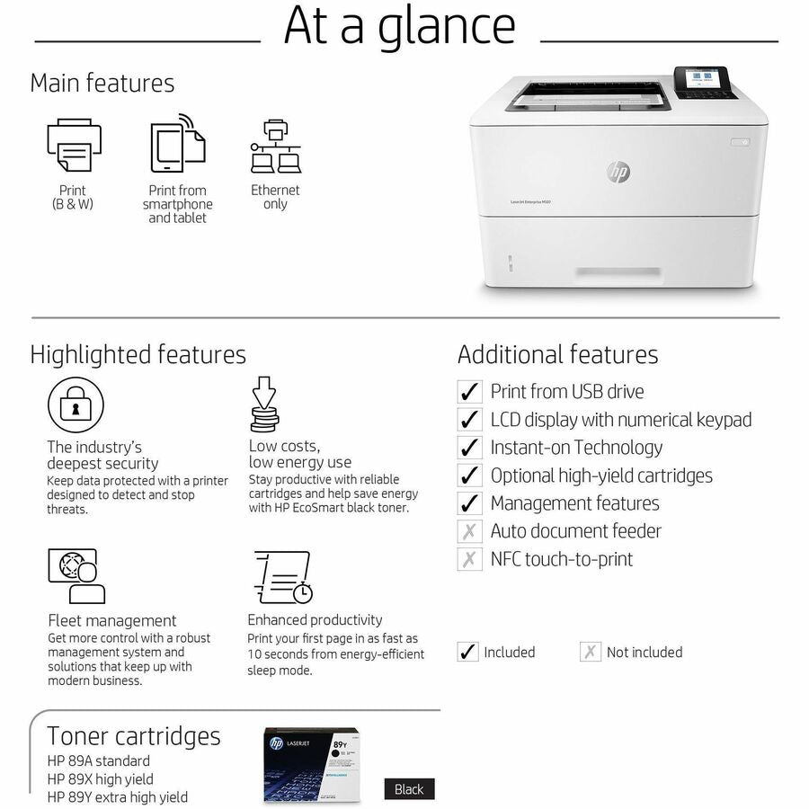 HP LaserJet Enterprise M507 M507n Desktop Laser Printer - Monochrome - Alternate-Image1