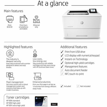 HP LaserJet Enterprise M507 M507n Desktop Laser Printer - Monochrome - Alternate-Image1