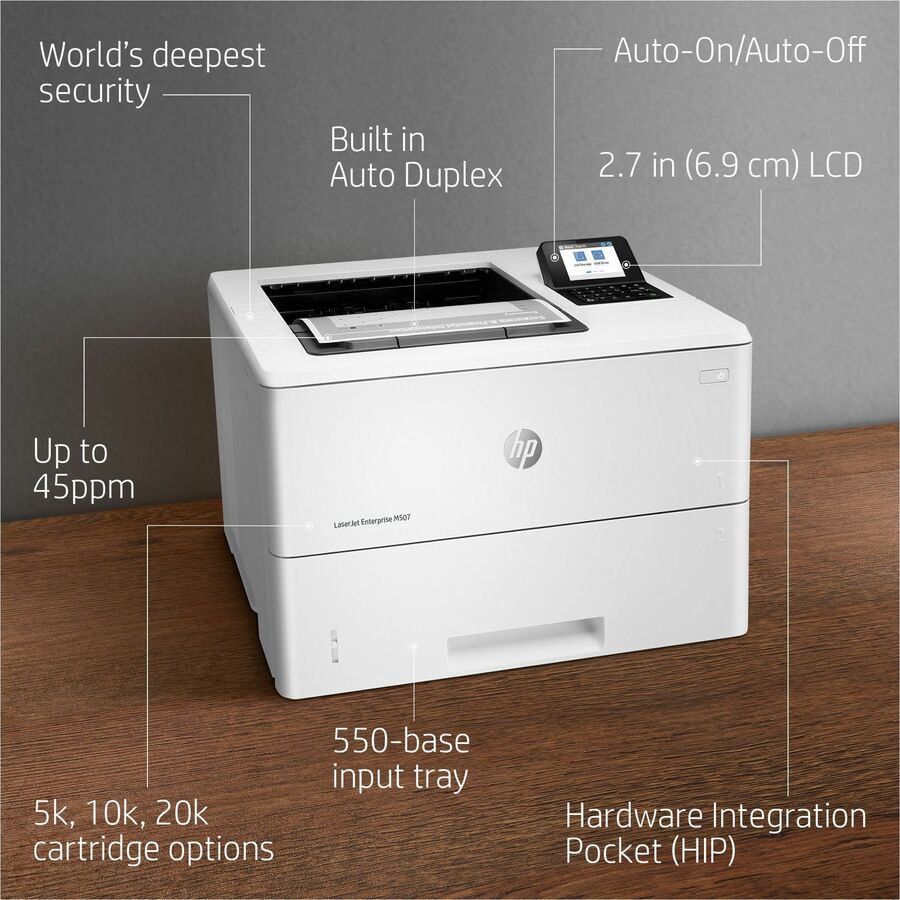 HP LaserJet Enterprise M507 M507dn Desktop Laser Printer - Monochrome - Alternate-Image18