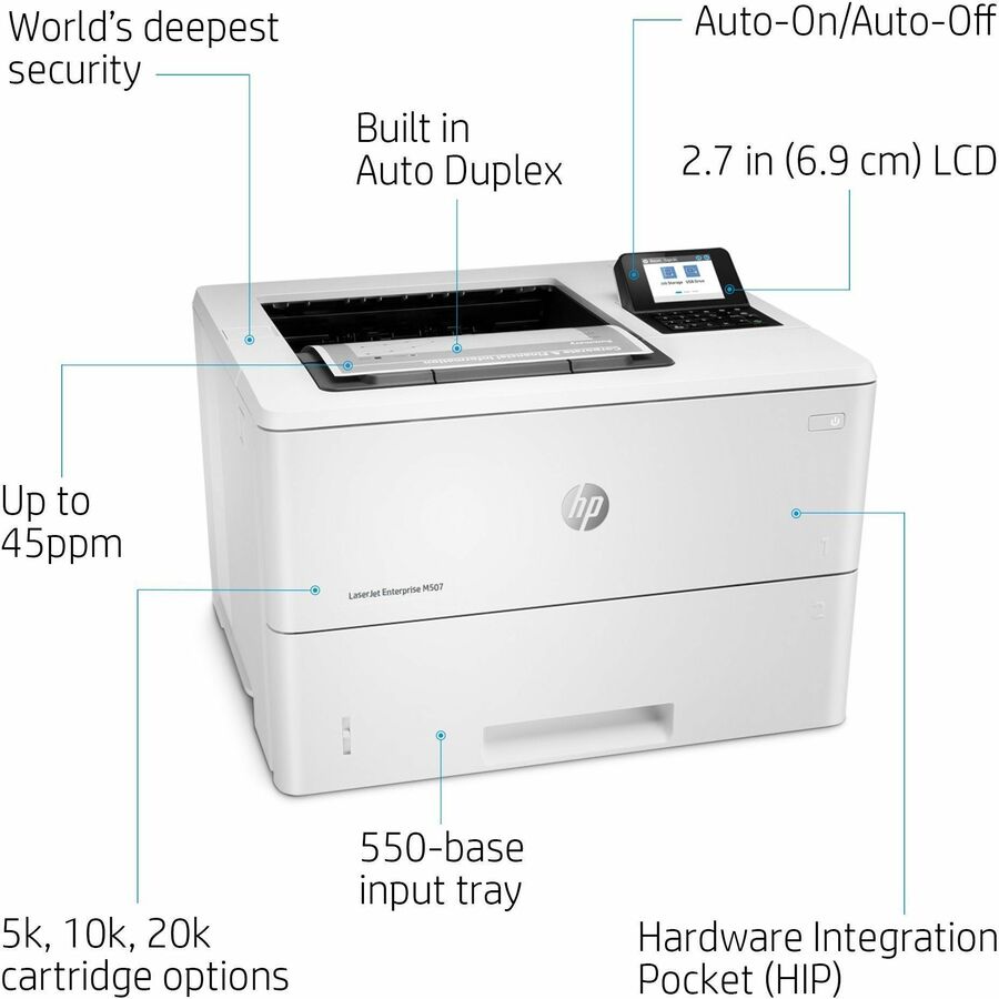 HP LaserJet Enterprise M507 M507dn Desktop Laser Printer - Monochrome - Alternate-Image17