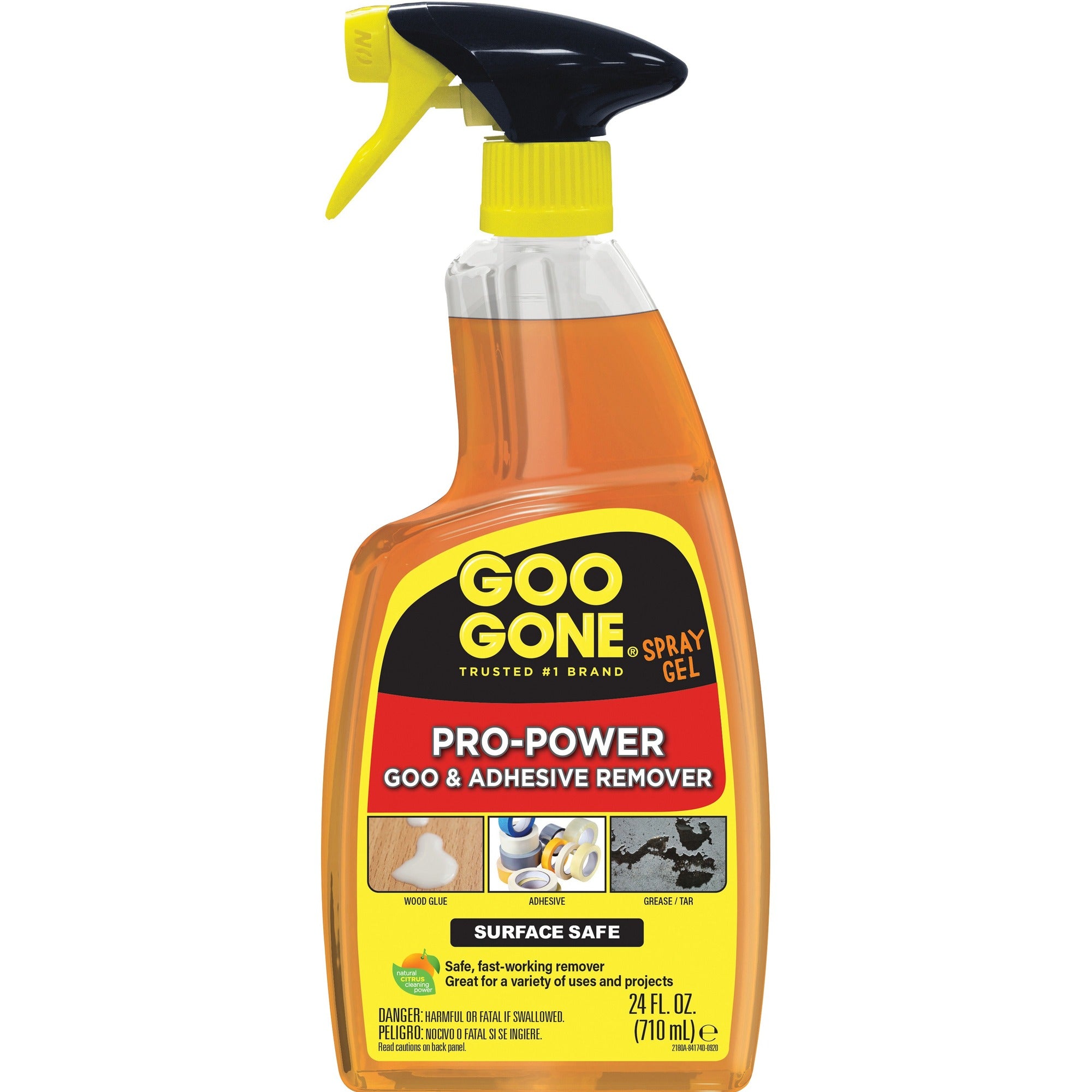 Goo Gone Spray Gel - 24 fl oz - For Tar, Glue, Caulk, Sealant, Tree Sap, Wet Paint, Asphalt, Ink, Marker Soot, Grease, Oil - Orange - 1 Each