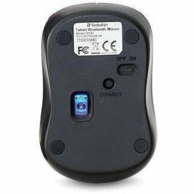 Verbatim Bluetooth Multi-Trac LED Tablet Mouse - Blue LED/Optical - Wireless - Bluetooth - Garnet - 1600 dpi - 3 Button(s) - Symmetrical - 1 Each