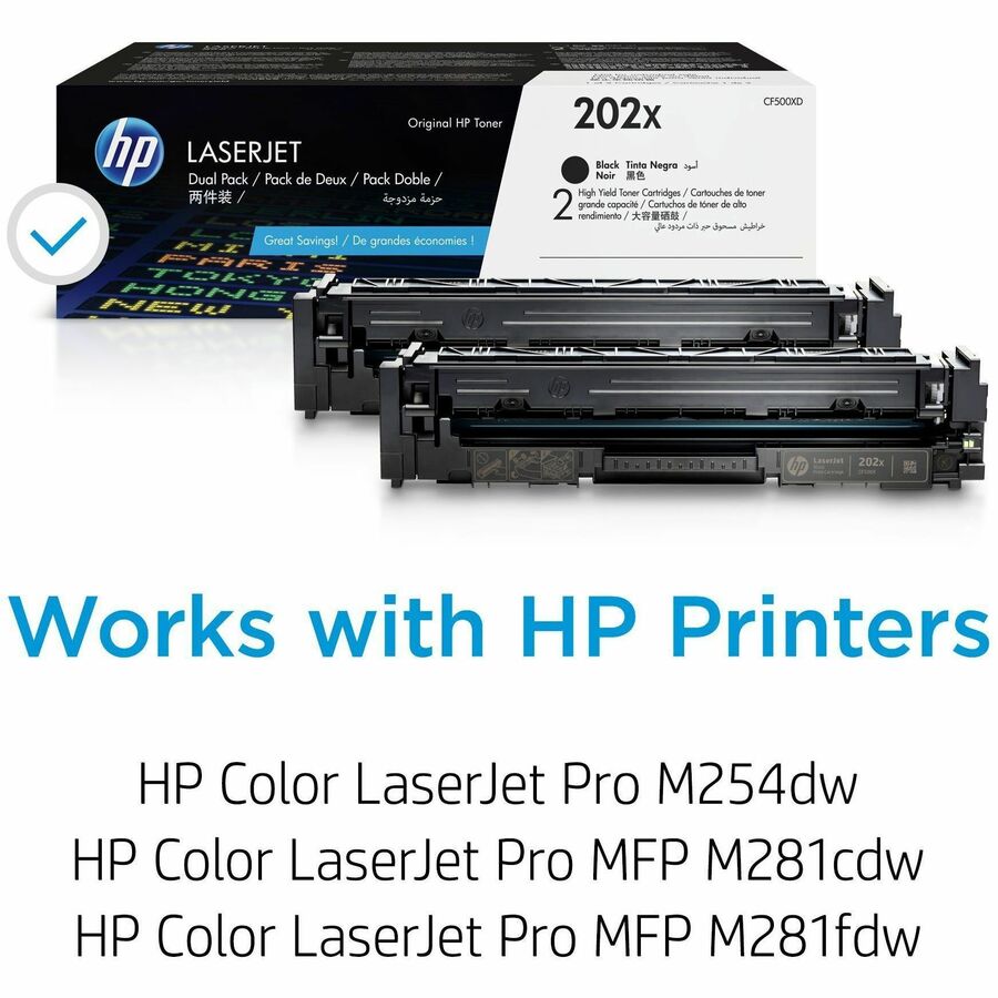 HP 202X (CF500XD) Original High Yield Laser Toner Cartridge - Multi-pack - Black - 1 Carton - Alternate-Image1