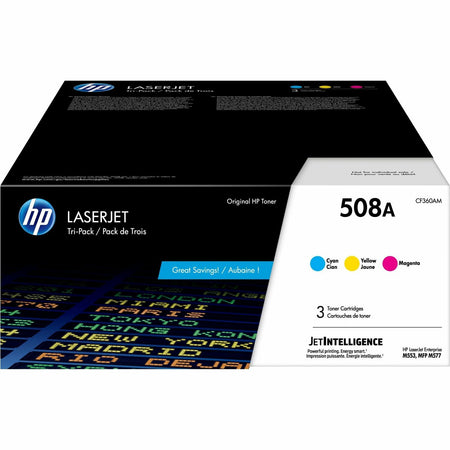 HP 508A Original Laser Toner Cartridge - Cyan, Magenta, Yellow - 3 / Each - 1500