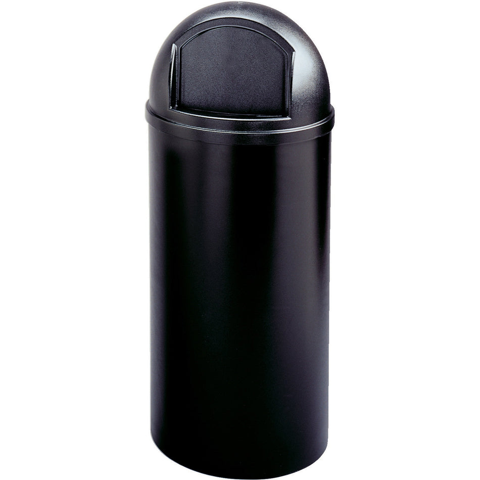 Rubbermaid Commercial Marshal Classic Container - Push Door Opening - 15 gal Capacity - Round - Fire Resistant - Durable, Scratch Resistant - 36.5" Height x 15.4" Diameter - Polyethylene, Plastic - Black - 1 Each