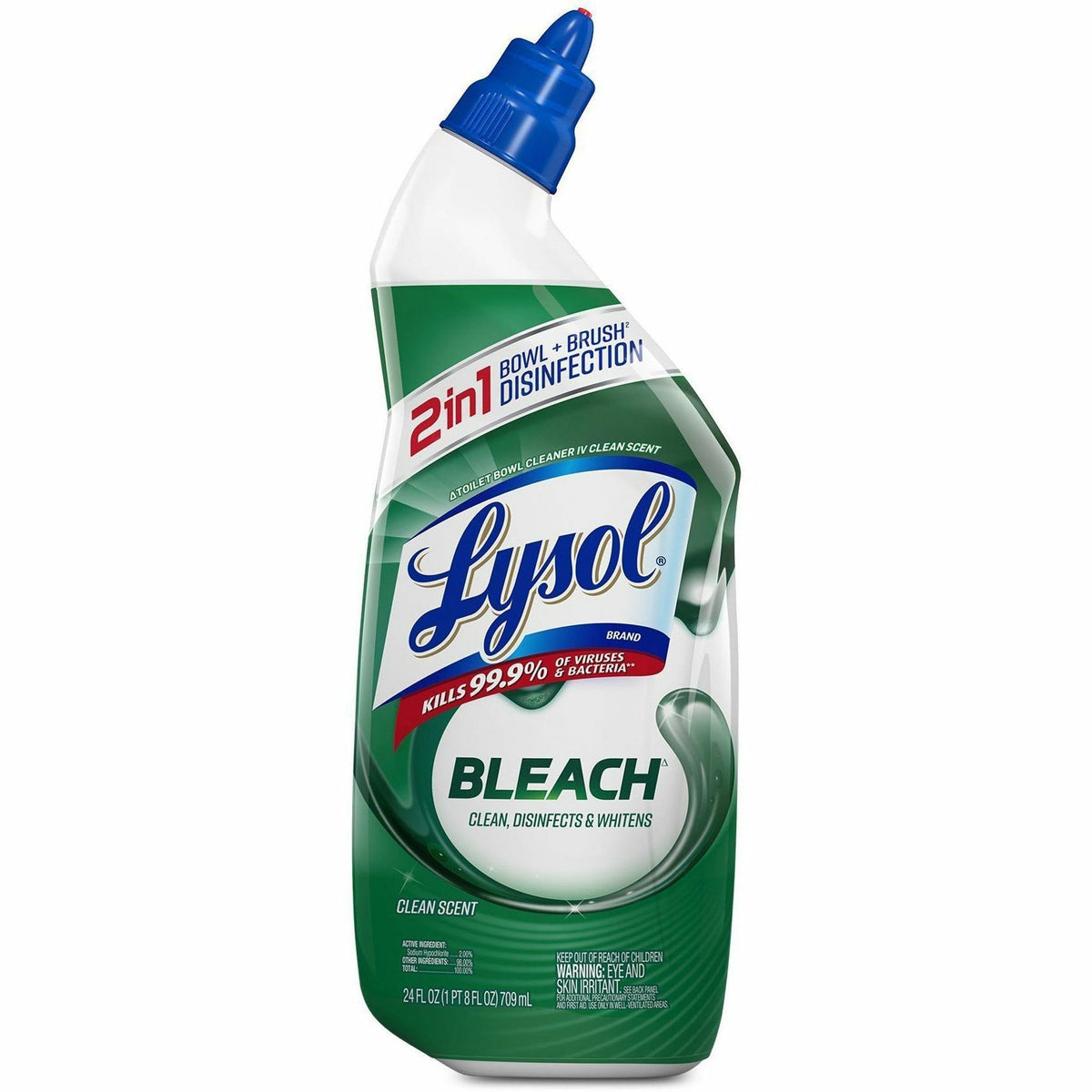 Lysol Bleach Toilet Bowl Cleaner - 24 fl oz (0.8 quart) - Disinfectant - Blue Bottle - 1 Each