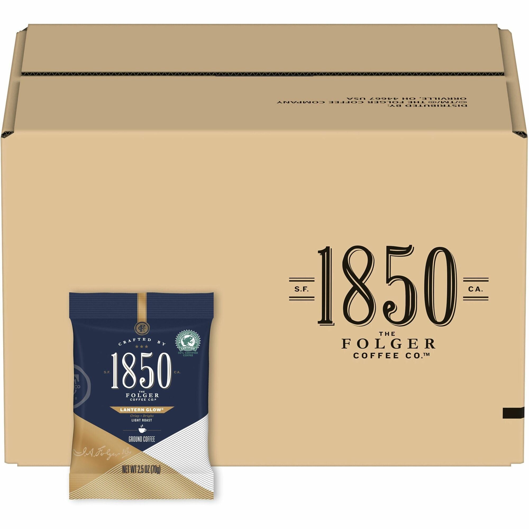 1850 Ground Lantern Glow Coffee - Light - 2.5 oz - Ground - Arabica - 24 / Carton