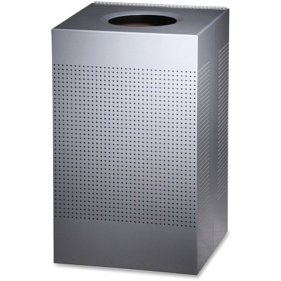 Rubbermaid Commercial Silhouettes 20G Waste Container - 20 gal Capacity - Square - Perforated, Fire-Safe, Durable - 30.4" Height x 18.4" Width x 18.4" Depth - Steel, Metal - Silver Metallic - 1 Each