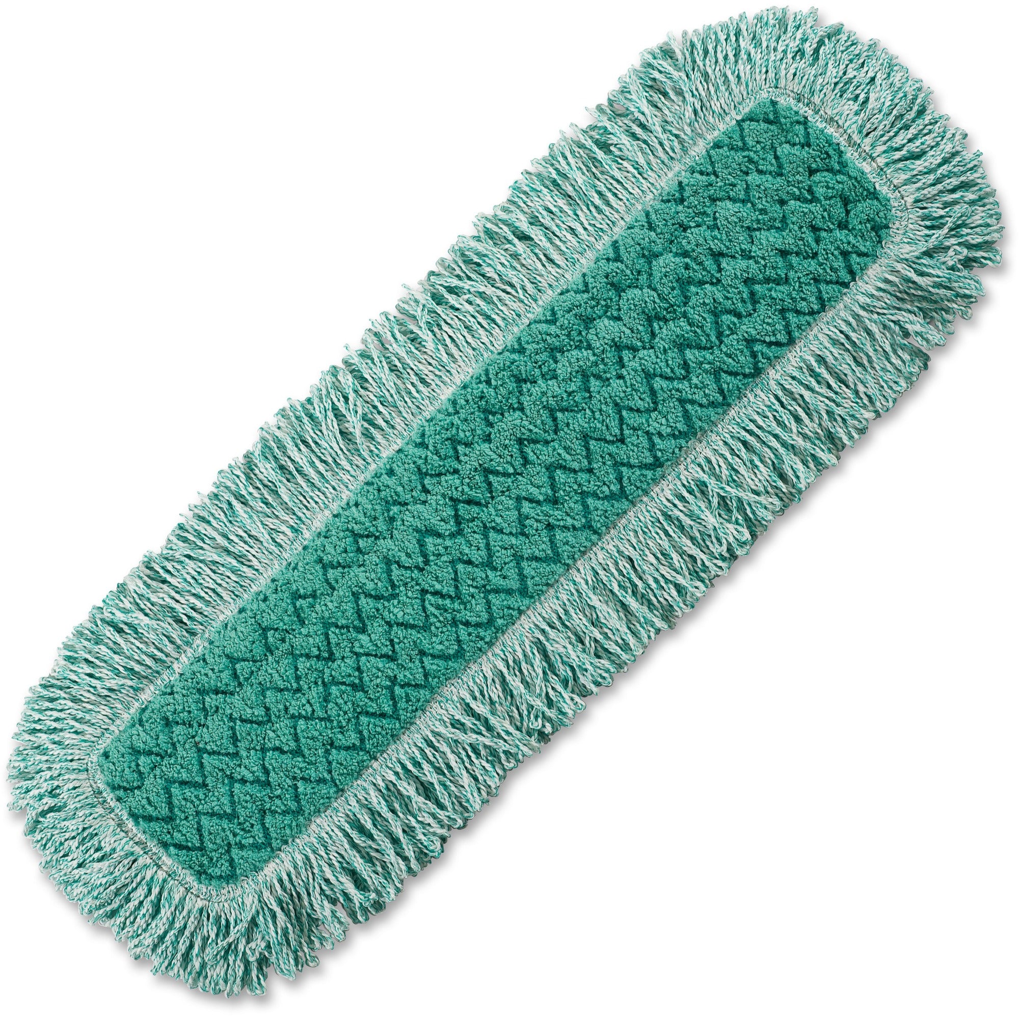 Rubbermaid Commercial HYGEN 24" Fringed Dust Mop Pad - 24" Width MicroFiber Head - Hook & Loop Backing, Durable - Green - 1 Each