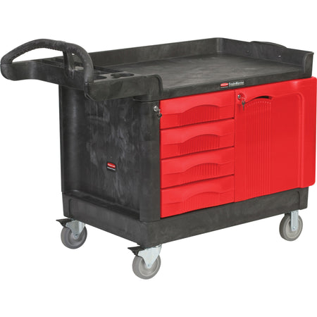 Rubbermaid Commercial TradeMaster Work Utility Cart - 750 lb Load Capacity - 5" Caster Size - Structural Foam - 27.87" Width x 50.75" Depth x 29" Height - Black, Red - 1 Each