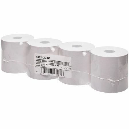 ICONEX 1-ply Blended Bond Paper POS Receipt Roll - 3 15/64" x 243 ft - White - 4 / Pack