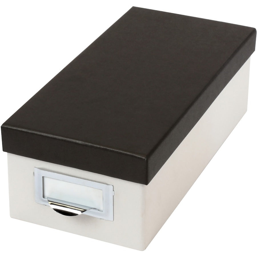Oxford 3x5 Index Card Storage Box - External Dimensions: 11.5" Length x 5.5" Width x 3.9" Height - Media Size Supported: 3" x 5" - 1000 x Index Card (3" x 5") - Black, Marble White - For Index Card, Notes, Recipe, Photo, Small Parts - Recycled - 1 Each