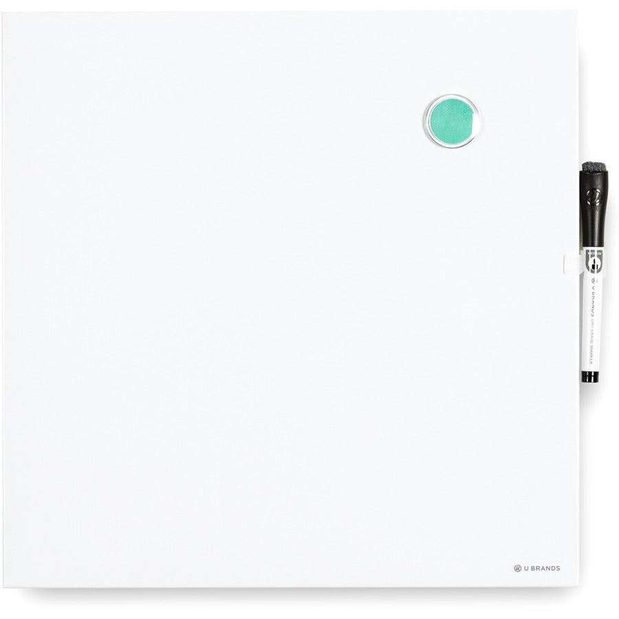 U Brands Magnetic Frameless Dry-Erase Board - 14" (1.2 ft) Width x 14" (1.2 ft) Height - White Painted Steel Surface - Square - Horizontal/Vertical - Magnetic - 1 Each