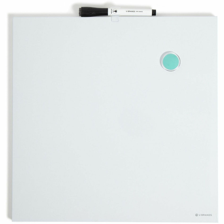 U Brands Magnetic Frameless Dry-Erase Board - 14" (1.2 ft) Width x 14" (1.2 ft) Height - White Painted Steel Surface - Square - Horizontal/Vertical - Magnetic - 1 Each