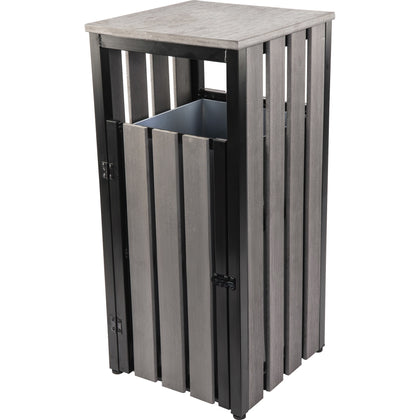 Lorell Faux Wood Outdoor Waste Bin - Weather Resistant Rectangular Design - Containers & Lids