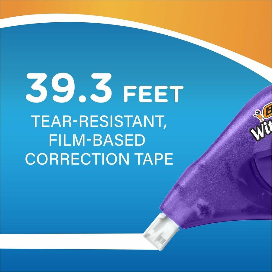 BIC Wite-Out EZ CORRECT Correction Tape - 0.20" Tape Width x 39.40 ft Tape Length - Tear Resistant, Odorless, Film-based - Translucent, White - 18 / Box
