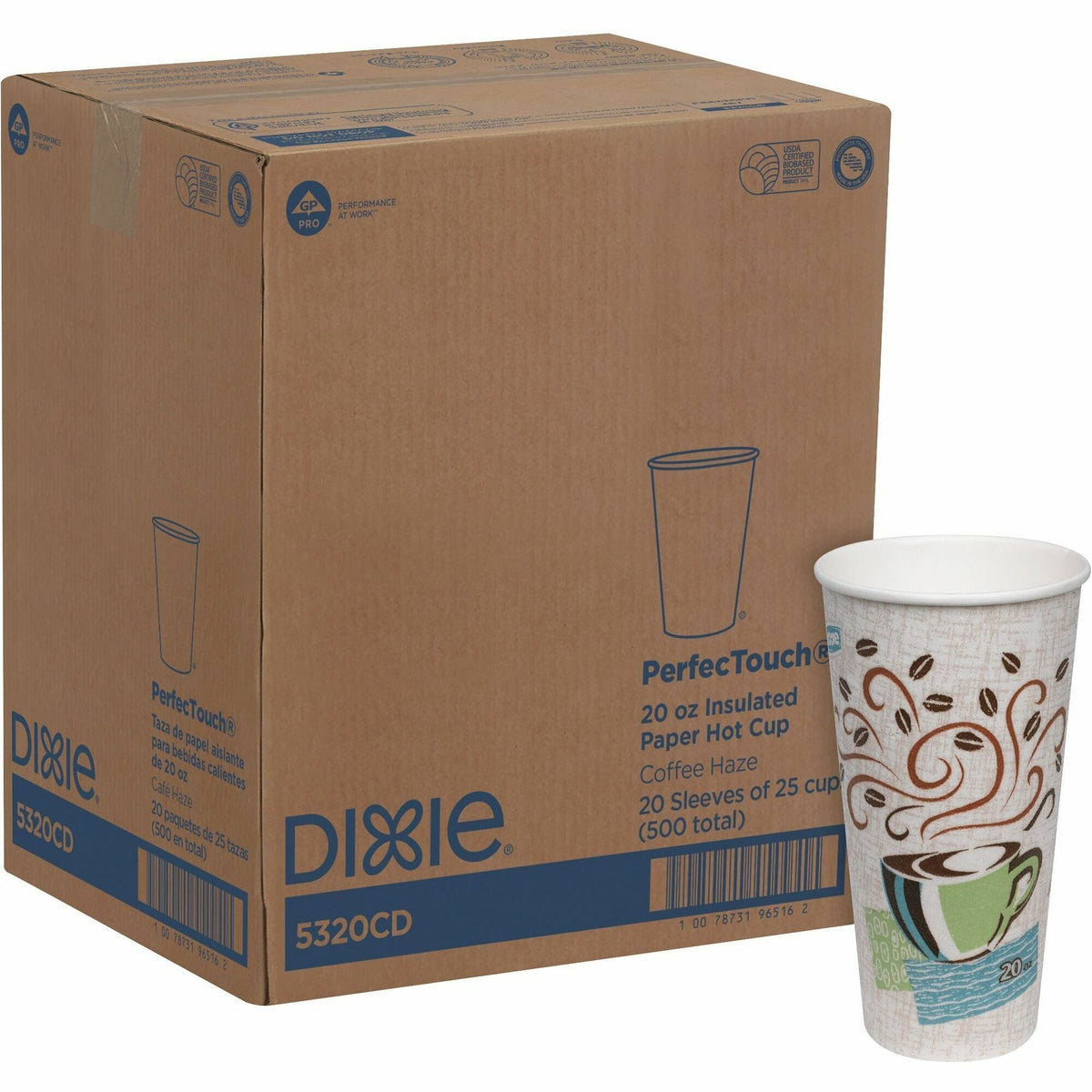 Dixie PerfecTouch 20 oz Insulated Paper Hot Coffee Cups by GP Pro - 2000