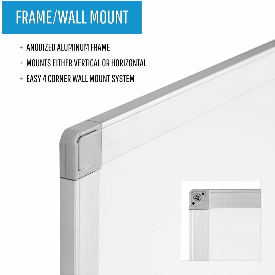 MasterVision Ayda Melamine Dry Erase Board - 48" (4 ft) Width x 36" (3 ft) Height - Melamine Surface - Rectangle - Horizontal/Vertical - 1 Each