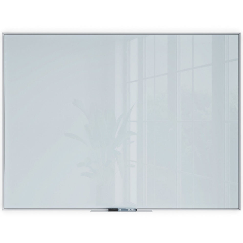 U Brands Glass Non-Magnetic Dry-Erase Board - 48" (4 ft) Width x 36" (3 ft) Height - Frosted White Tempered Glass Surface - White Aluminum Frame - Rectangle - Horizontal/Vertical - 1 Each